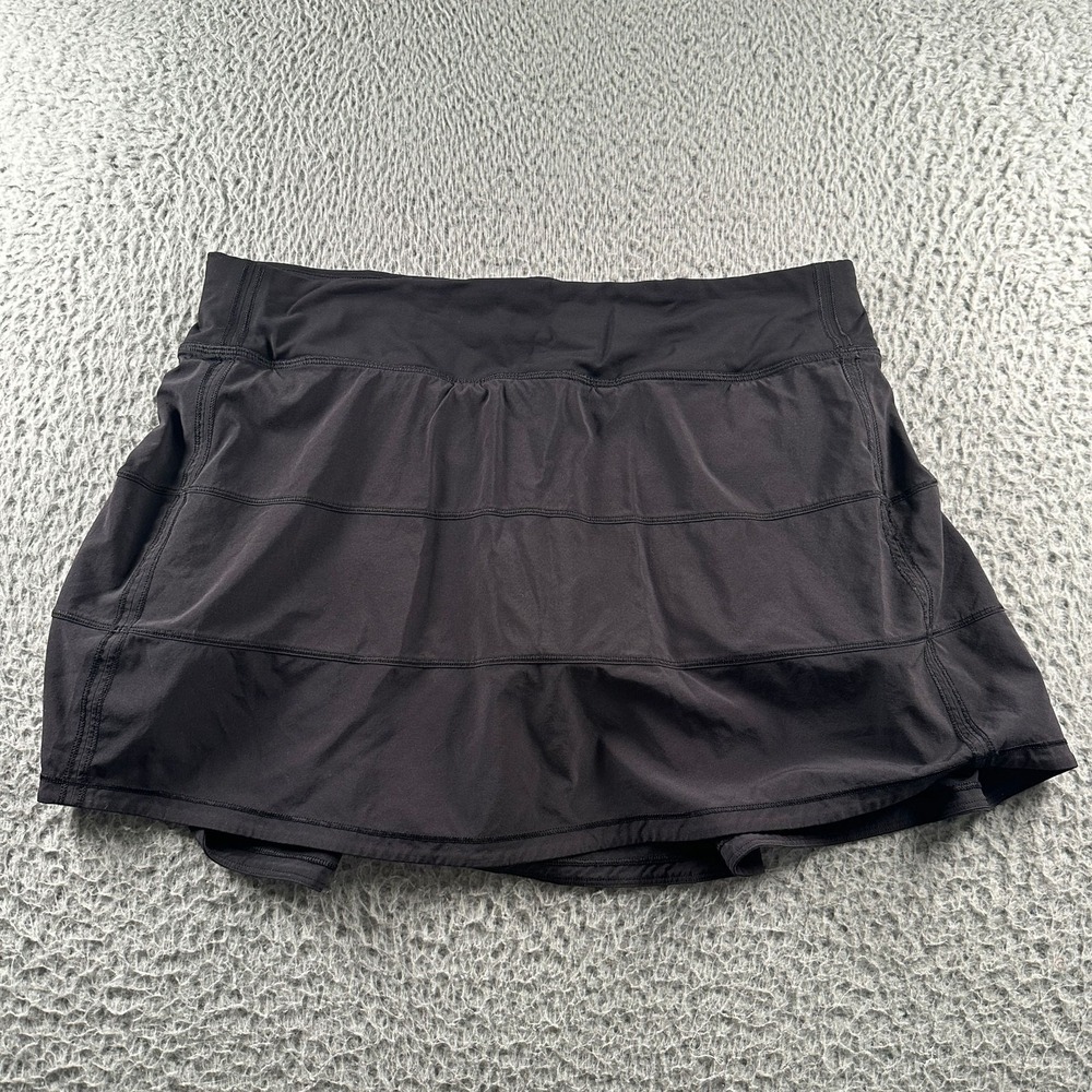 Lululemon Pace Rival Skort Womens 10 Black Activewear Running‎ Tennis Shorts